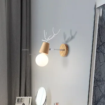 

Modern LED Antlers Wall Lights Nordic Wooden Simple Wall Lamps Decor Light Fixtures Beside Bedroom Wall Lamp Sconces Lighting