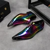 Men Formal Shoes Men Oxford Rainbow Dress Shoes Fashion Business Men Shoes Metal Pointed Toe Wedding Shoes 4