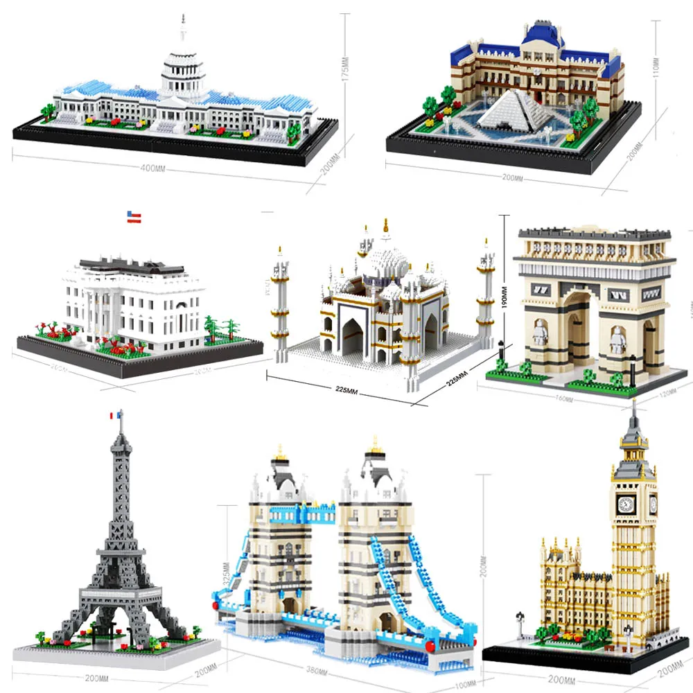 

Diamond Mini Toys Famous Taj Mahal Triumphal Arch Word Great Architecture Compatible Legoige City Building Blocks Education Gift