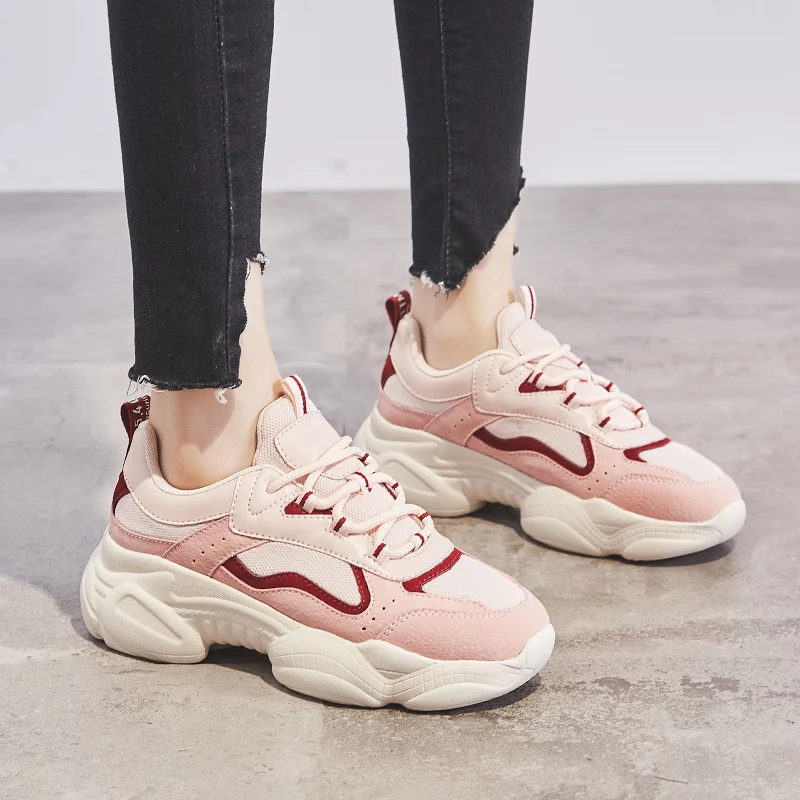 2019 женские кроссовки трендовая обувь для папы на массивном каблуке платформе со