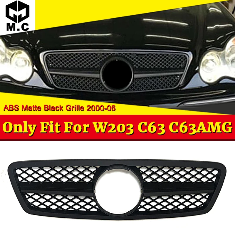 Для Mercedes C Class C203 W203 Sports C63 решетка-гриль с одним плавником ABS материя черный