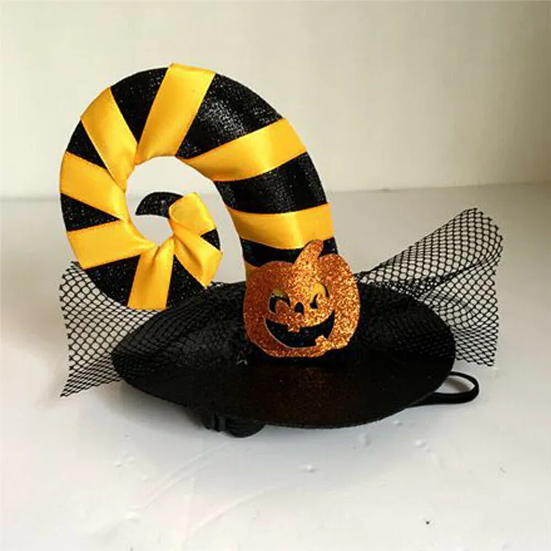 Кошка Pet костюмы на Хэллоуин шляпа-паук собака кошка Волшебная ведьма колдун нарядное платье шляпа Хэллоуин вечеринки паук Тыква Косплей Кепка - Цвет: 3 Curved Ribbon
