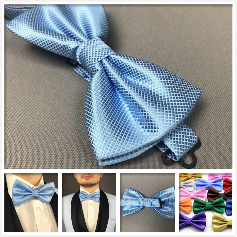Регулируемый мужской однотонный шелковый галстук бабочка из полиэстера для