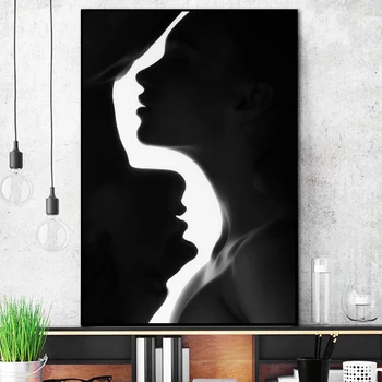 

Kissing Black And White Sexy Woman Love Hands Hug Canvas Painting Wall Art Pictures For Living Room Modern Decoration Unframed