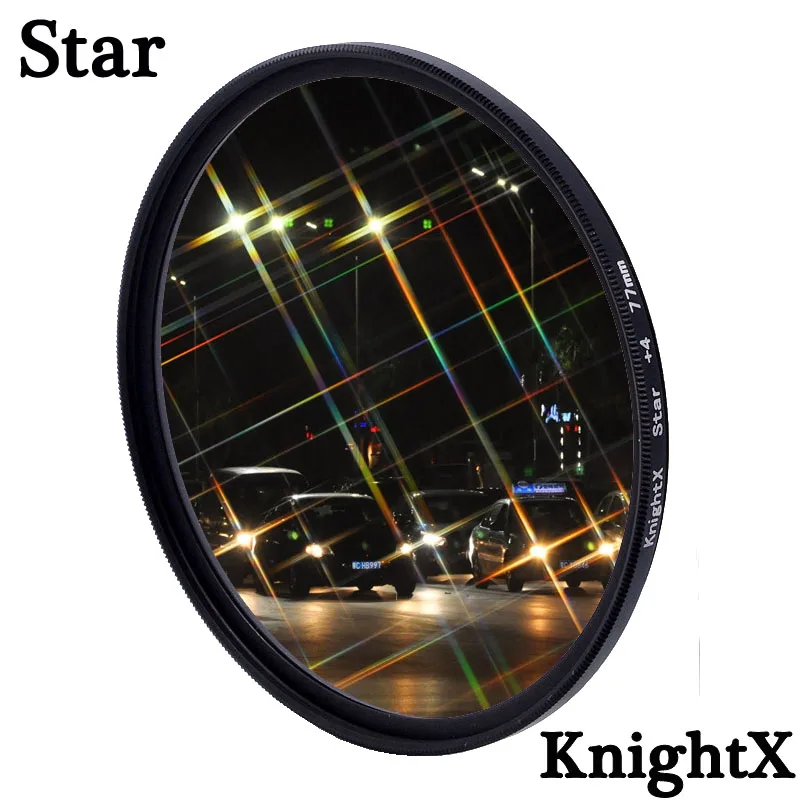 KnightX Star Line 4 6 8 Star Camera Lens Filter For canon sony nikon 1200d 200d 24-105 d80 700d d5100 dslr 60d 52mm 58mm 67mm knightx professional phone camera macro lens cpl star variable nd filter all smartphones 37mm 49mm 52mm 55mm 58mm colse up