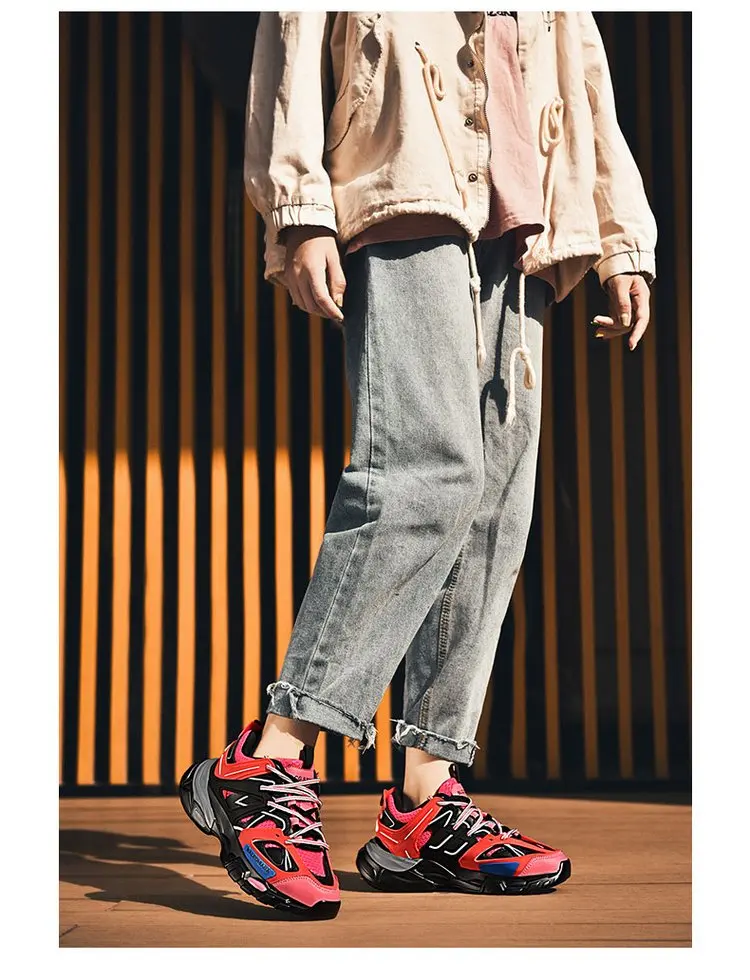 Harajuku Для мужчин Повседневное розовый массивные кроссовки в стиле «хип-хоп»; Комплект для мальчиков осенний шерстяной Студенческая прогулочная с волнообразным краем; Zapatos De Hombre Tenis Masculino