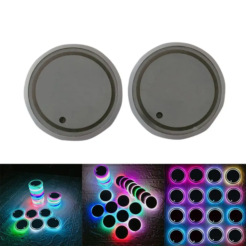 

LED Car Coaster Lights 7 Colors Changing USB Charging Mat Luminescent Cup Pad Cars Interior Decor
