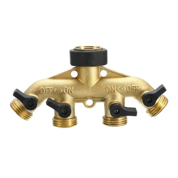 

4 Way Six Point Thread Brass Shunt Ball Copper Separator Hose Splitter Valve Garden Hose Connector (American Standard)