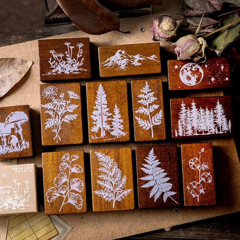 

Retro Rubber Ferns Plants Printed Wood Stamps DIY Craft, Standard Stamp For Scrapbooking Stationery