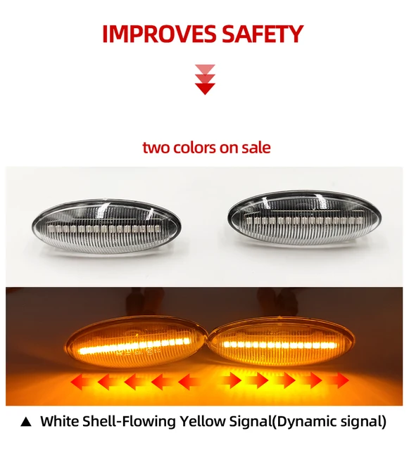 Sequential LED Side Marker Lights For Toyota - Amber Dynamic Turn Signals For Yaris, RAV4, Corolla, Auris (2006-2011)