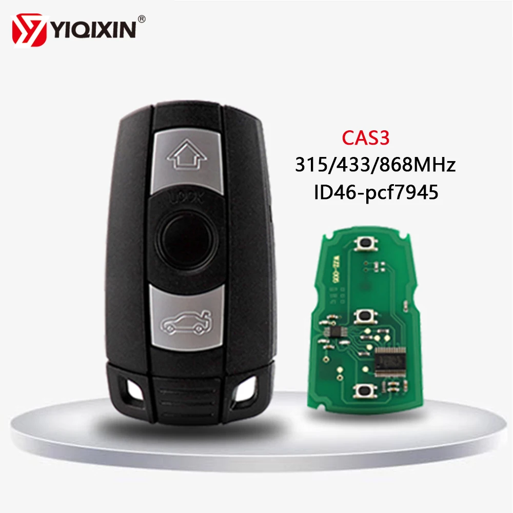 YIQIXIN 315/315LP/433/868Mhz 3 Buttons Remote Smart Car Key For BMW CAS3 X1 X6 Z4 1/3/5/7 Series Keyless Entry ID46 PCF7945 Chip