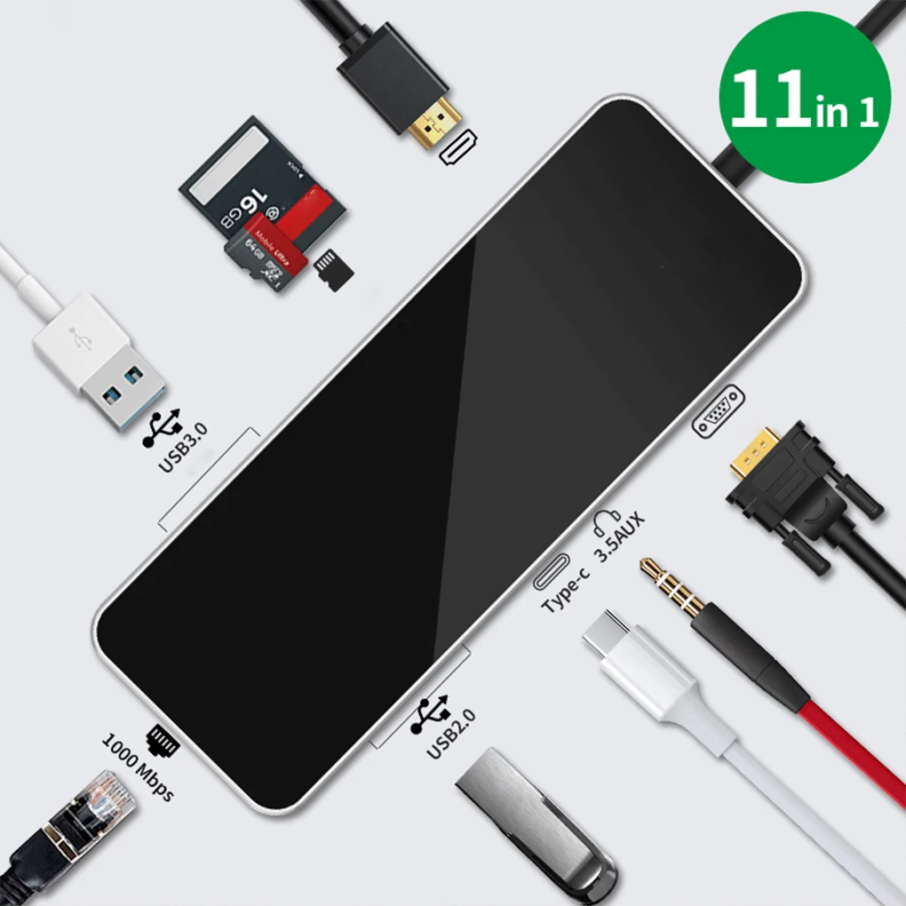 Адаптер 11 в 1 USB C концентратор type-C адаптер для ноутбука USB 3,0 HD док-станция алюминиевый корпус usb-хаб
