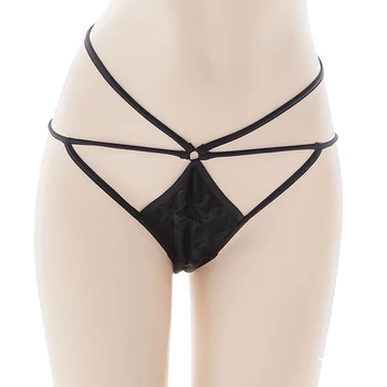 

Sexy Low Waist Hollow out Europe Simple Cotton Fettered Panties Lolita Black White Underwear Women's Cosplay Female Briefs