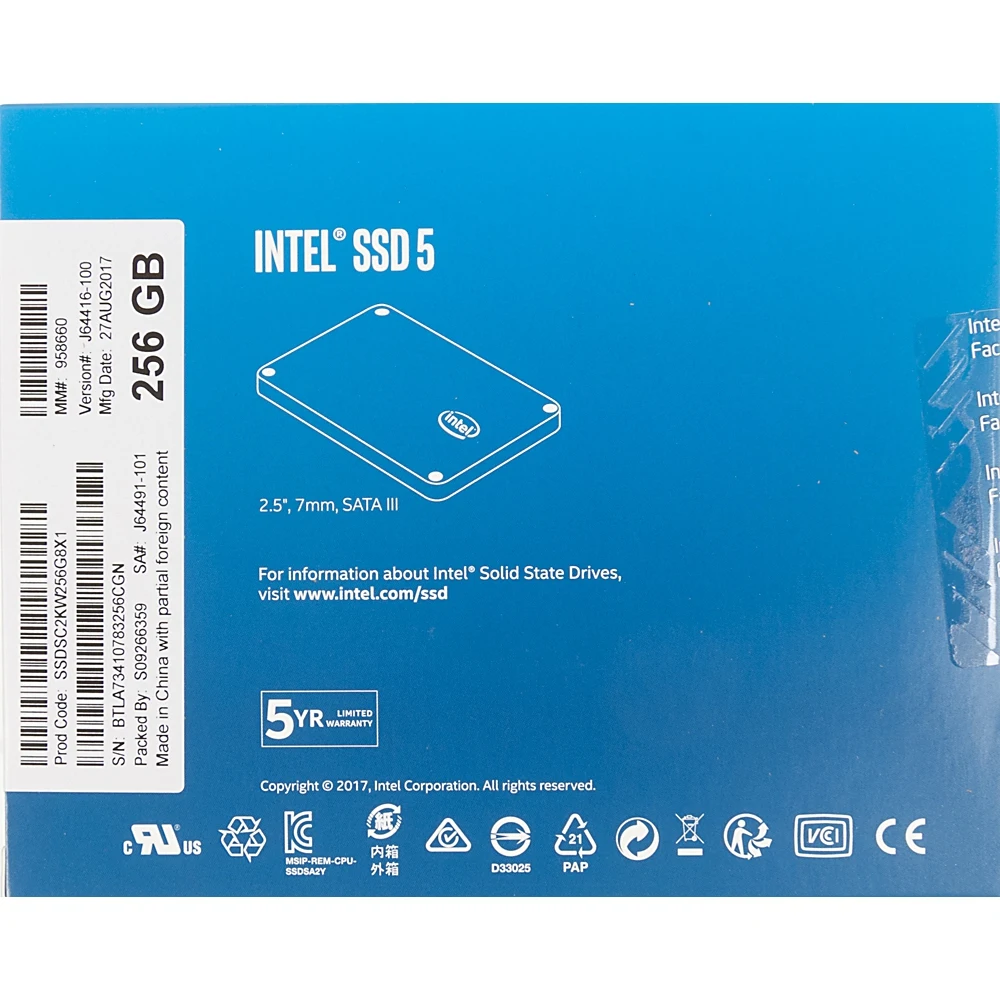Накопитель SSD Intel Original SATA III 256Gb SSDSC2KW256G8X1 545s Series 2.5"