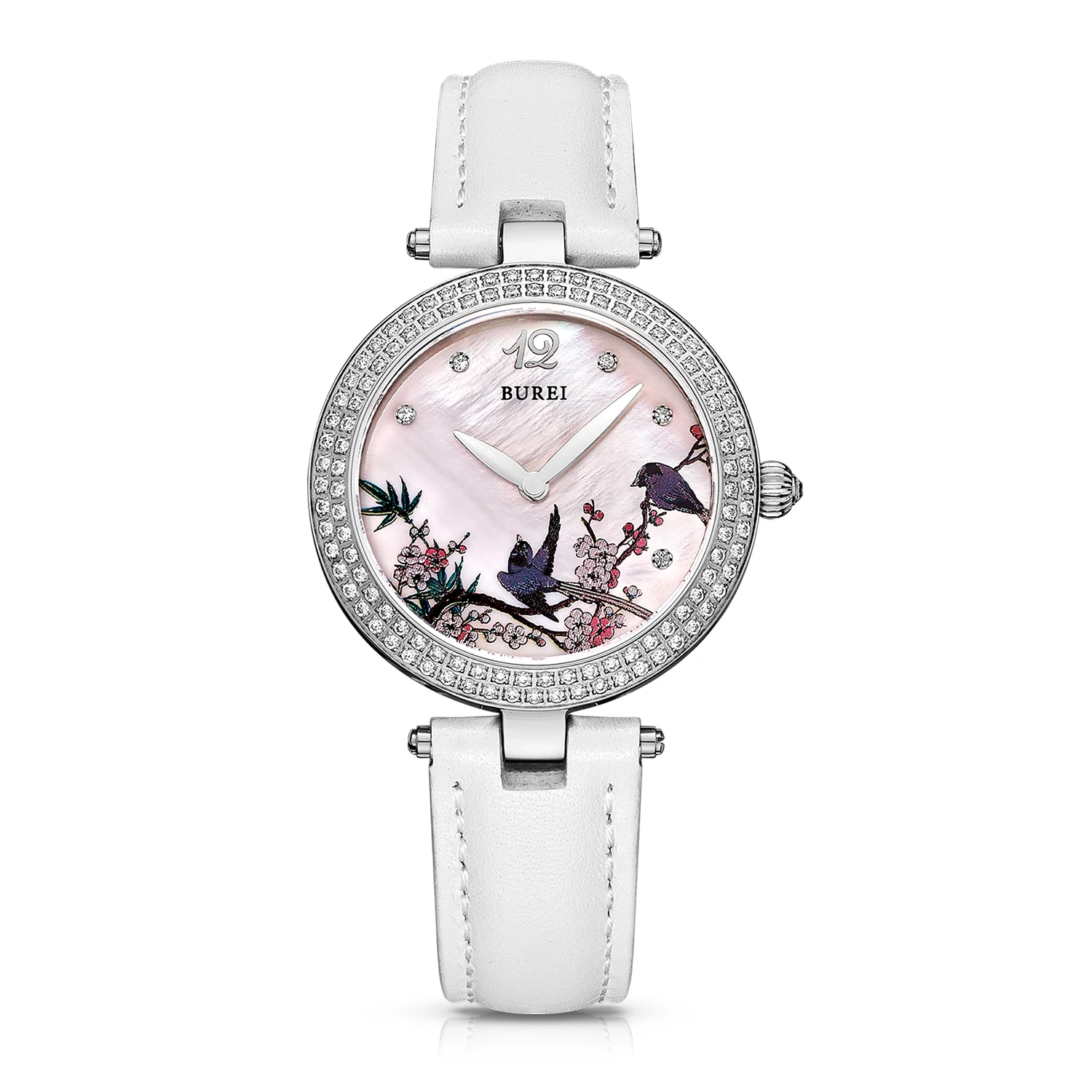 

BUREI 13007 Switzerland watch women luxury brand Chinese style series pearl diamond Classic retro white relogio feminino