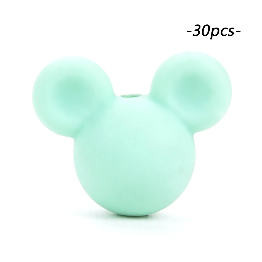 mint LOFCA 30 шт Микки силиконовые бусины BPA бесплатно мультфильм детские игрушки для прорезывания зубов пищевой силикон для кормления ожерелье для изготовления соски цепь - Цвет: mint
