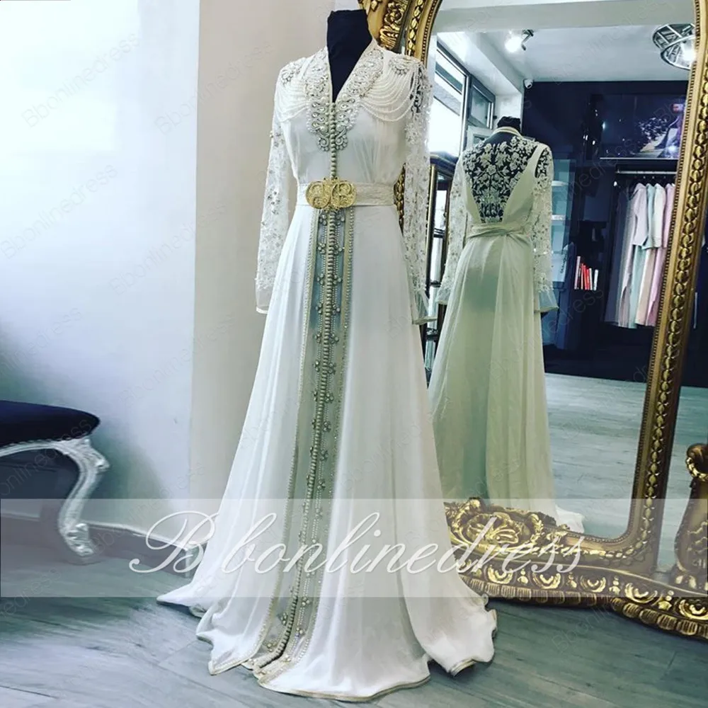 Bbonlinedress марокканские Caftan вечерние платья с бусинами ручная работа мусульманское