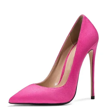 

YECHNE Black Rosy Red Women High Shoes Plus Size 33 43 Fashion Sexy Party Brilliant Pumps 12 CM Woman High Hooks Shoes