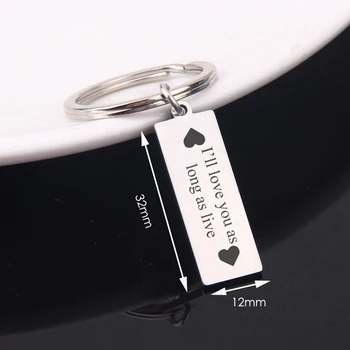 

I'll Love You As Long As Live Hand Stamped Keychain For Valentines Gift Trendy Stainless Steel Jewelry Charm Tag