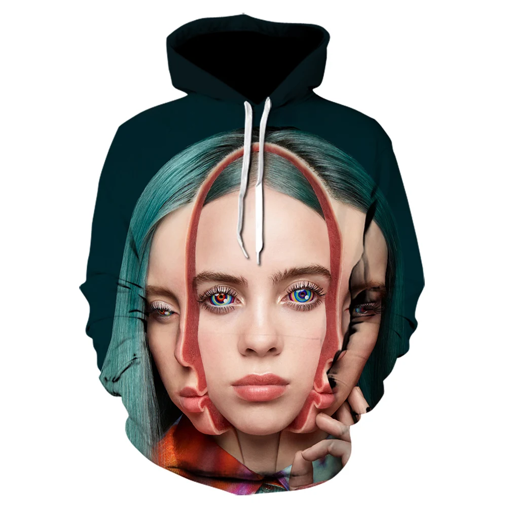Горячая Распродажа Billie Eilish 3D печать толстовка с капюшоном мужской/женский хип-хоп Досуг Толстовка Billie Eilish Модный Принт толстовки