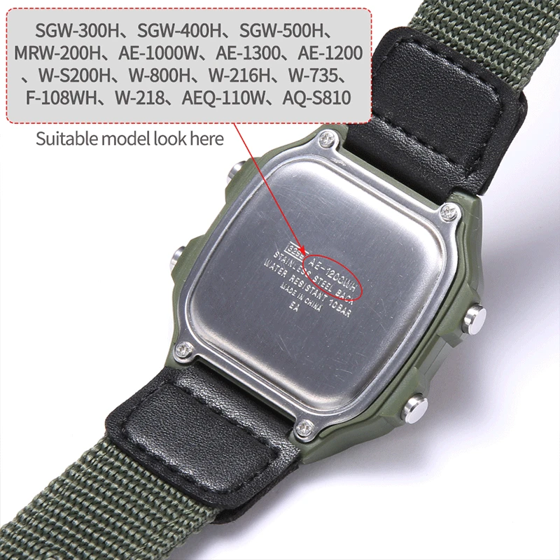 Nylon Strap for CASIO Band 18mm AE-1000W AE1200 PRG270 W-S200H W