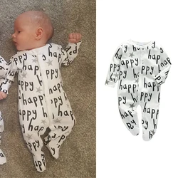 Barboteuse en coton imprimé pour nouveau né, combinaison à manches longues pour fille, vêtements pour enfants 