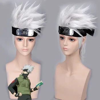 

Japanese Naruto Hatake Kakashi Cosplay Wigs Headband Synthetic Hair Wig