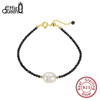 

Effie Queen Natural Stone Red Garnet With Freshwater Pearl Bracelet 100% 925 Silver Beads Bracelets Women Jewelry Gift SB48