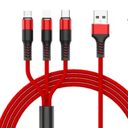 Cafele USB 3 в 1 кабель светодиодный свет 1,2 м 2.5A кабели для зарядного устройства USB для IPhone Xs Max Xiaomi Mi9 M8 Redmi Note Hua Wei samsung Oppo - Цвет: Red
