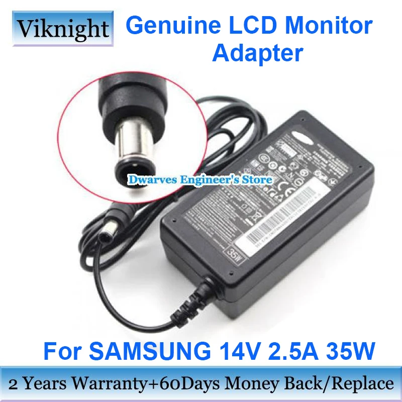 Genuine 14v 2.5a 35w Lcd Monitor Screen Ac Power Adapter For Samsung