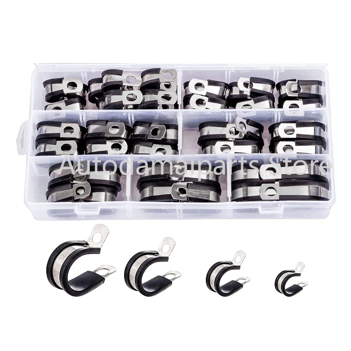 Amazon 46 Pcs Boxed 304 Stainless Steel Rubber Band Clamp, Rubber Pad