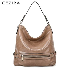CEZIRA Роскошная Повседневная сумка-хобо для женщин из мягкой искусственной кожи, женская модная сумка на плечо на молнии, женский длинный ремень, сумка-тоут через плечо, кошелек