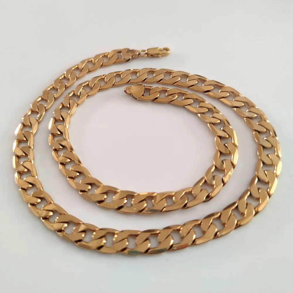 Luxury 18ct Yellow Gold Heavy 10MM Miami Curb Link Cuban Mens Chain Necklace Jewellery 24 Links