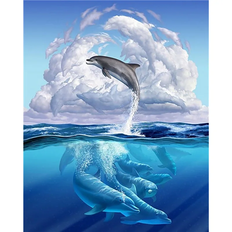 

Dolphin Painting by Numbers Schilderen op Nummer Coloring by Numbers Lienzos Numbered Paintings,Peinture Par Num Ro,