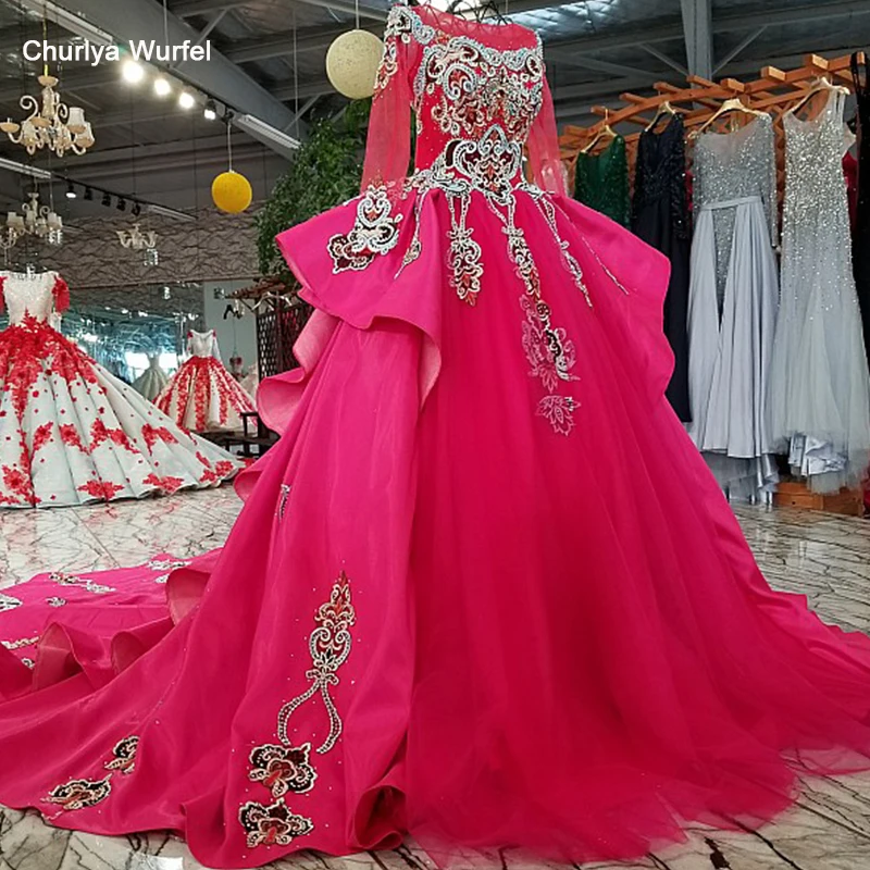 LS32779 королевский пурпурный вечернее платье o шея длинный tullesleeves зашнуруйте назад вечернее платье с тяжелыми кружевными цветами и бисером 2018