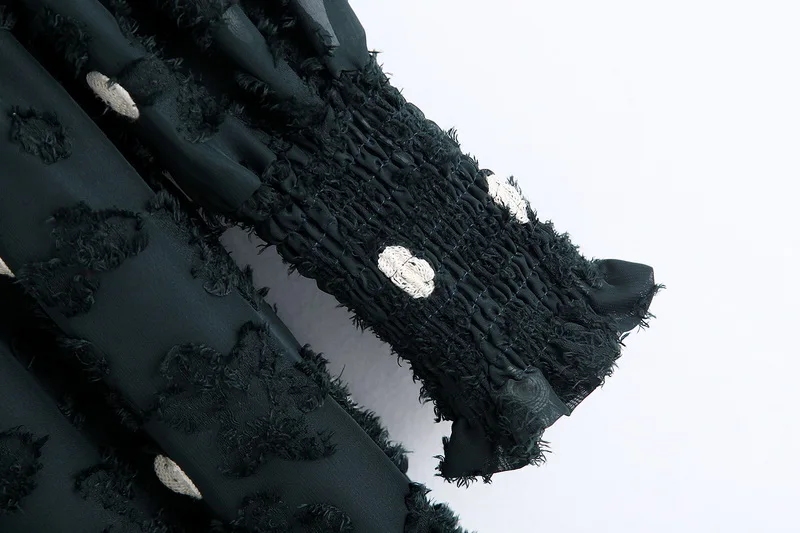 Skup Stylowa damska sukienka jesień 2019 nowych moda czarniawy zielony haft żakardowy biała, w kropki Modern Lady Shine Through sukienki