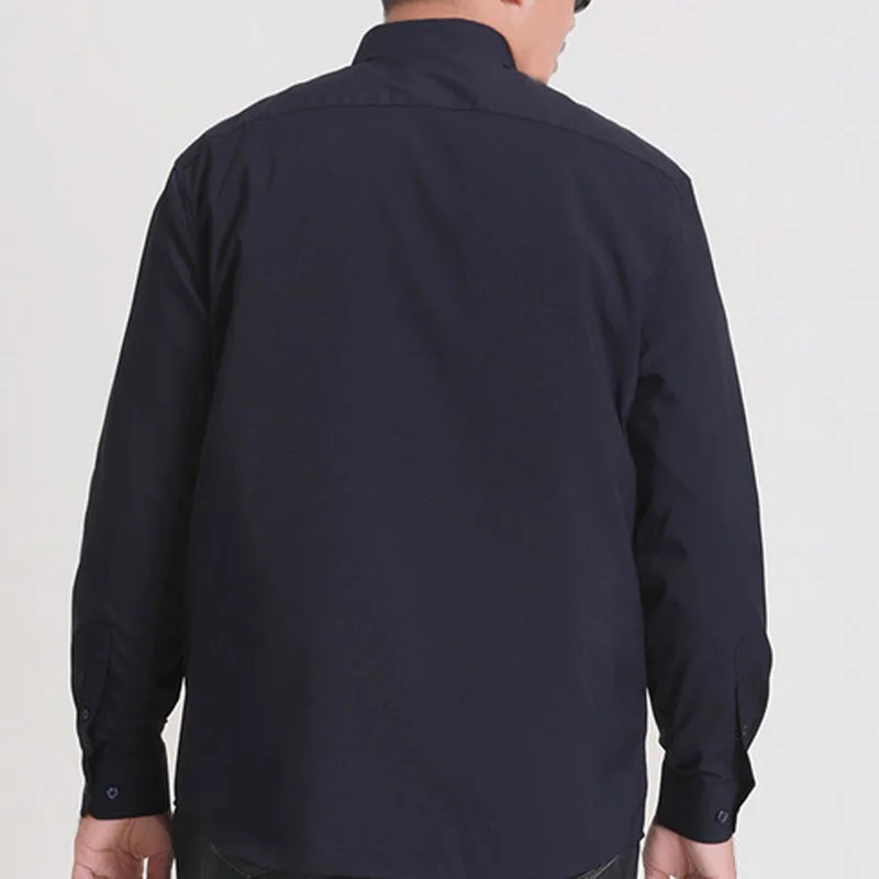 Весна Зима мужская рубашка 5XL 6XL 7XL 8XL белая утка вниз теплая рубашка мужская 2 цвета - Цвет: Тёмно-синий
