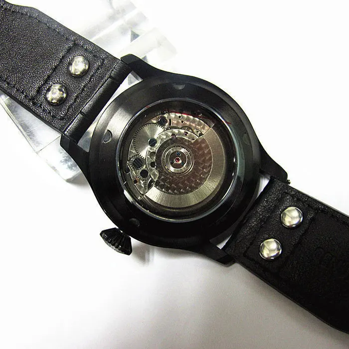

47mm parnis black dial PVD case date ST automatic movement mens watch