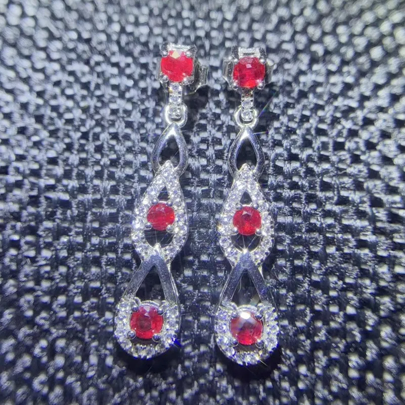 Серьги подвески с натуральным Рубином серебро 925 пробы карат * 6 шт.|stud earrings|gem stud
