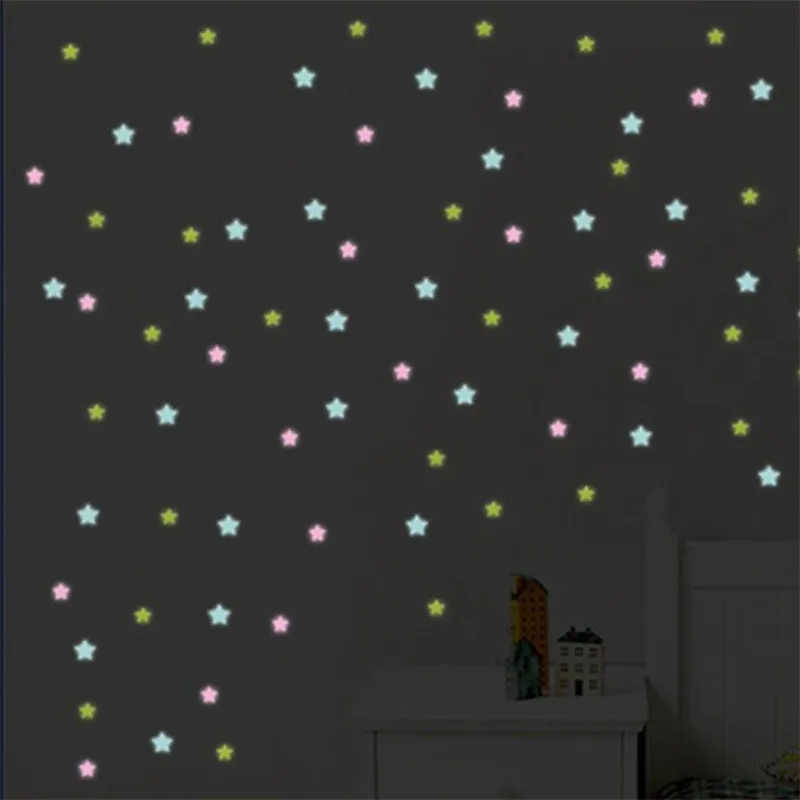 Wall Stickers expensive 100Pcs 3D Star Energy Storage Fluorescent Glow In The Dark Luminous on Wall Stickers For Kids Room Living Room Decal flower decals