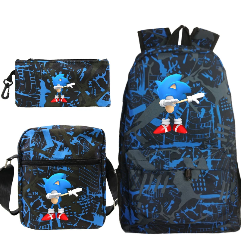 Вытирая Sonic зубная щётка 3 шт./компл. рюкзак Для женщин Для мужчин повседневная холщовый рюкзак для ноутбука Повседневное для путешествий, детская школьная сумка, спортивная сумка для путешествий, сумки на плечо - Цвет: 3
