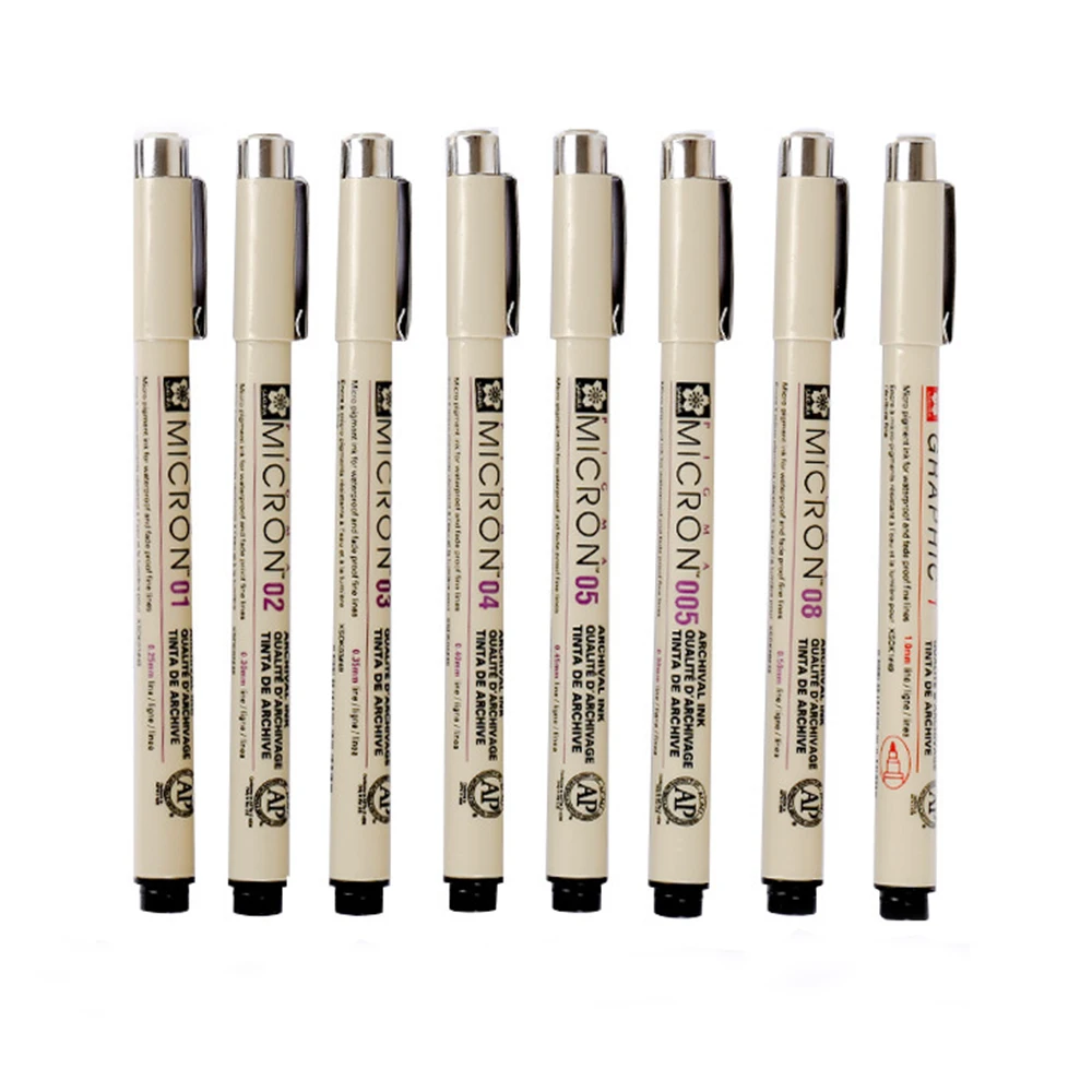 Маркеры для рисования Sakura ручка Pigma Micron мягкие кисть набросок набор 005 01 02 03 04 05 08 1 0