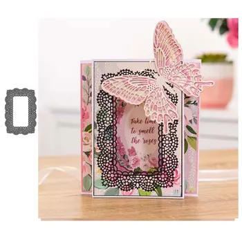 

JC Lace Flower Rectangle Frame Metal Cutting Dies Scrapbooking DIY Shape Die Cut Paper Card Make Stencil Craft Mold Mould Model
