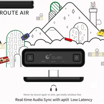 

GuliKit Air Bluetooth Audio Transmitter USB Type C / USB A Transceiver Adapter For Nintendo Switch/Switch Lite/PS4