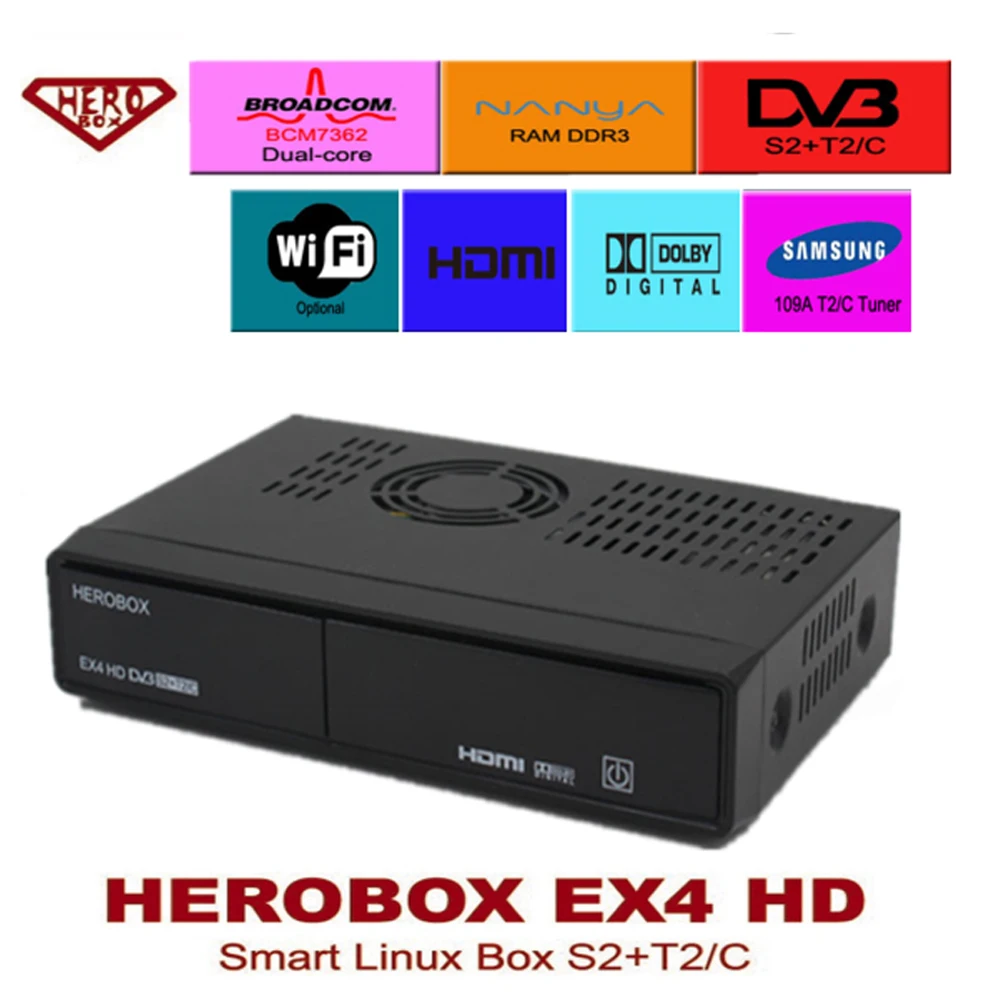 Procaja HEROBOX EX4 HD Enigma2 поддержка DVB-S2/T2/C спутниковый ресивер Linux Поддержка системы CCCAM Youtube IPTV новая версия Sol