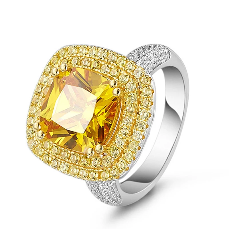 PANSYSEN New Luxury Natural Citrine Gemstone Jewelry Sets 925 sterling silver Necklace Earrings Ring set For Women Party Gifts