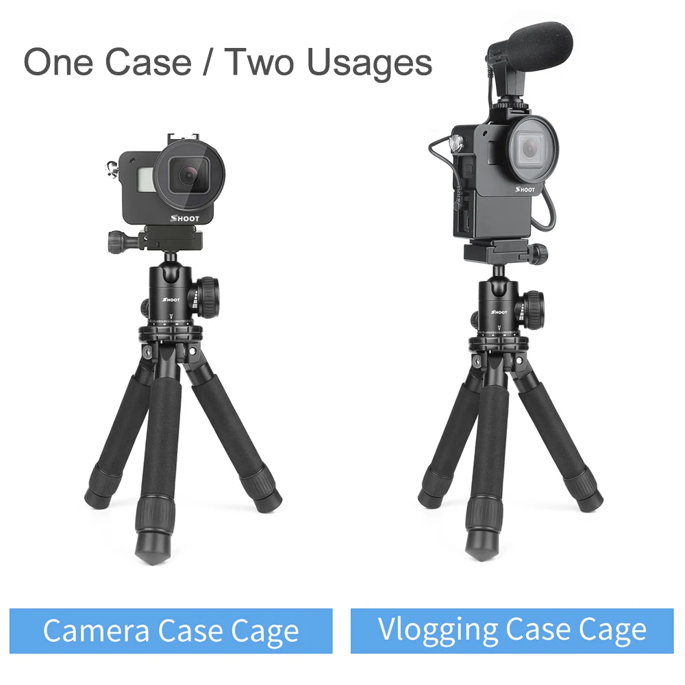 Защитный чехол-клетка для GoPro Hero 7 6 5, черное крепление для микрофона Vlog Cage, Корпус Корпуса, рамка, чехол для холодной обуви
