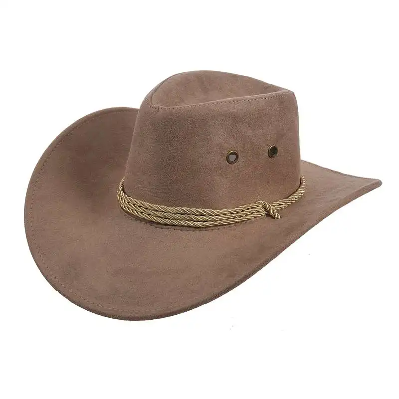 

New Cowboy Cap Suede Look Wild West Fancy Cowgirl Unisex Hat Khaki