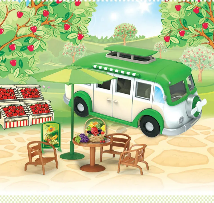 Детский игровой домик, игрушечный обеденный автомобиль, маленький мороженое, десерт, обеденный автомобиль, пазл, собранный обеденный автомобиль, игрушечный автомобиль - Цвет: Fruit car