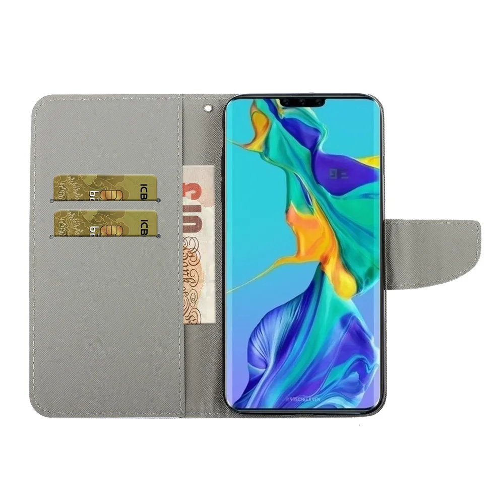 Кожаный чехол P40lite с 3D принтом для Huawei Mate 30 P40 P30 Pro Lite P Smart Y6 Y7 Y9 Y5 2019 2018 откидной